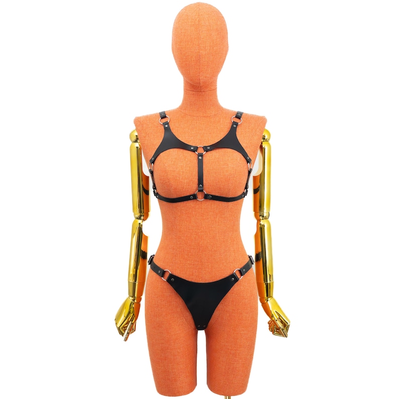 Leather Thong and Open Chest Bra image 11