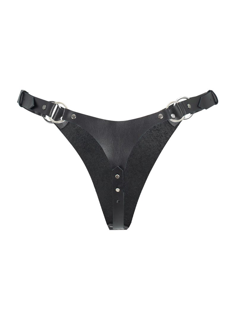 Leather Thong and Open Chest Bra image 2