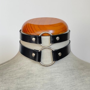 Leather Choker Necklace, O-ring Choker Collar with Name Handmade Goth Punk Choker Custom Size, Leather Everyday Necklace for Women