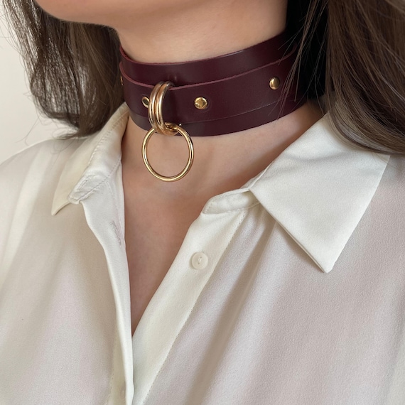 Bondage Choker, BDSM Collar with O-ring, Wide Choker, Leather Choker BDSM, Women Neck Bondage Collar, BDSM Choker Collar and Leash Mature