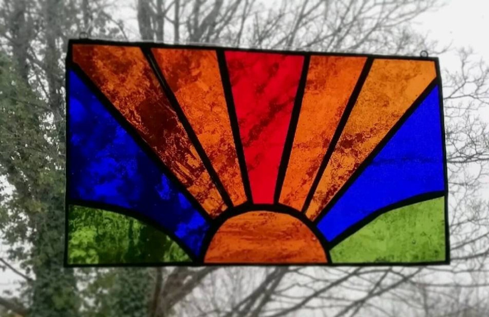 Sunset Stained Glass Landscape Suncatcher Hand Made Glass Art | Etsy
