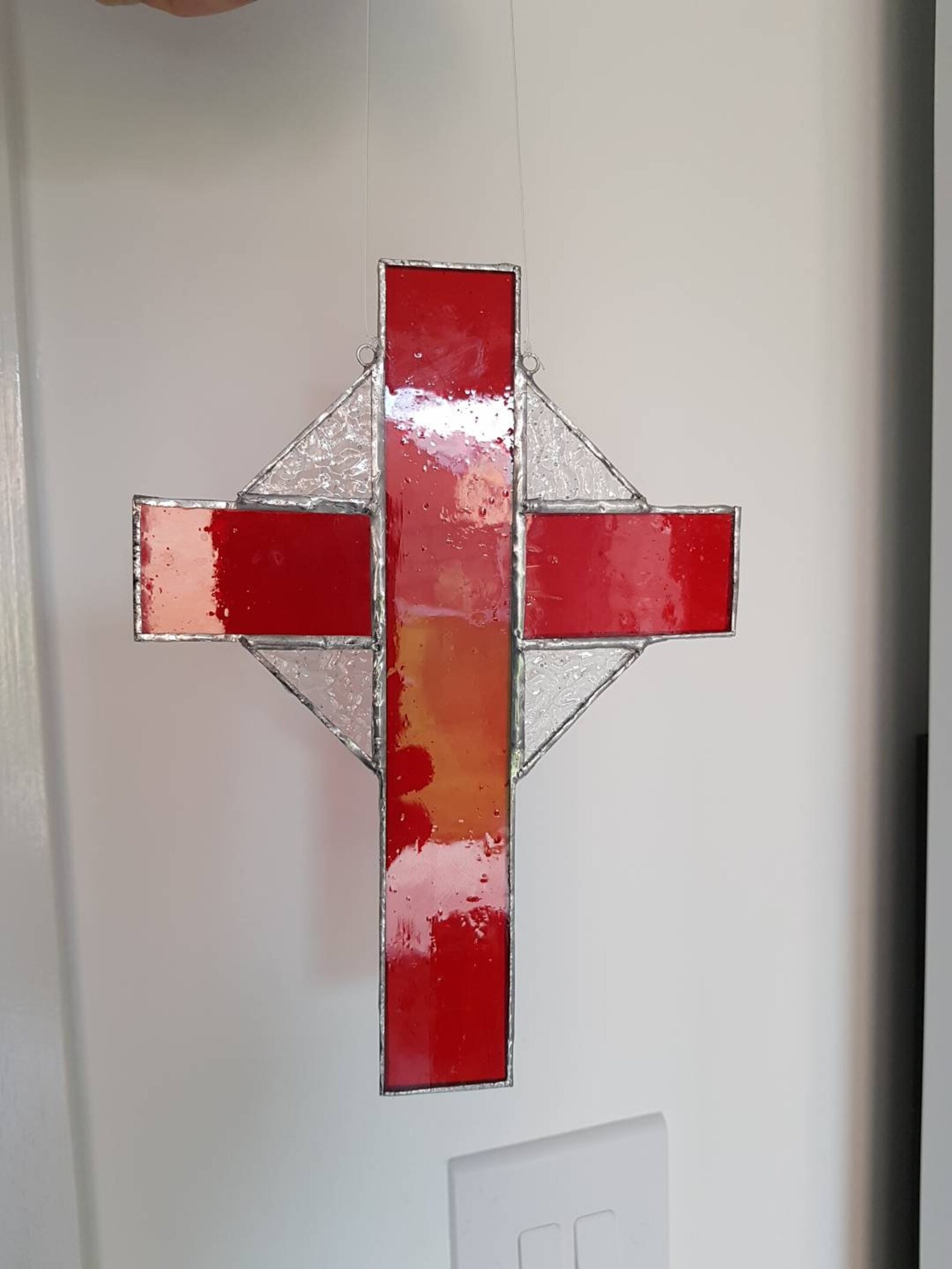 Stained Glass Cross Religious Cross Hand Made Glass Art Church Etsy