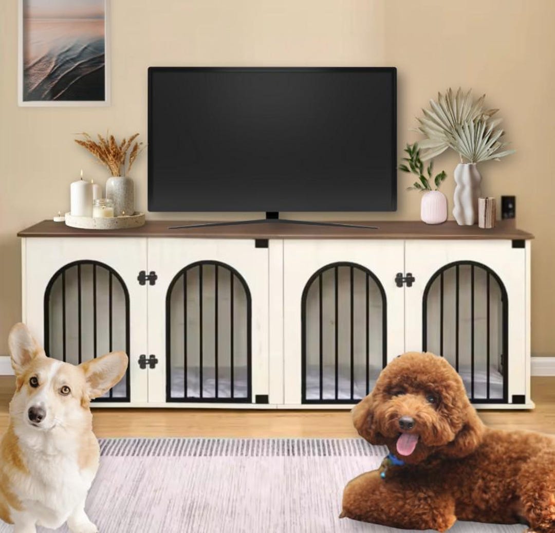 Large Dog Crate Furniture for 1 or 2 Dogs Heavy-duty Indoor Kennel ... - Multi-Level Dog Crate Furniture Units