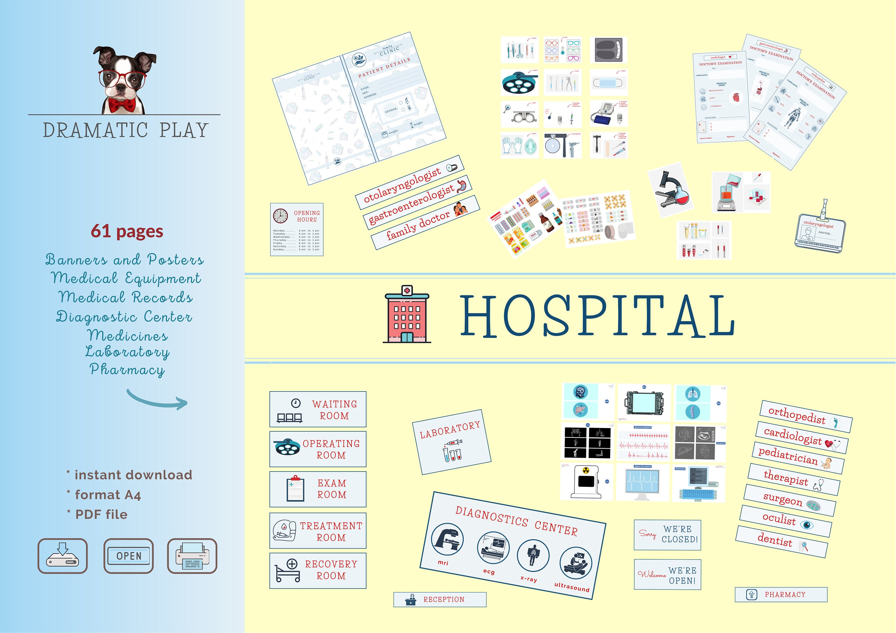Doctor Dramatic PlayHospital Pretend PlayClinic SetDigital Etsy