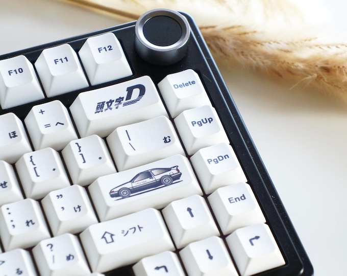 Initial D Keycap Set 127 Keys – AE86-Themed PBT Keycaps in Cherry Profile for Cherry MX Mechanical Keyboards – Street Racer Anime Look Gift