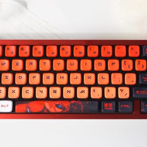 Eva 02 Keycap Set 122 Keys – Evangelion-Inspired PBT Keycaps in OEM Profile – Mecha Anime Aesthetic Gift
