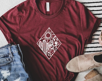 Women's Cactus Graphic Tee, Desert Scene Shirt