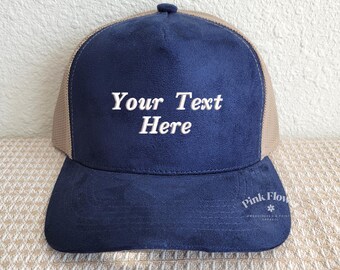 Custom 5 Panel Suede Hat, Embroidered Trucker, Snapback Hat, Personalized Text