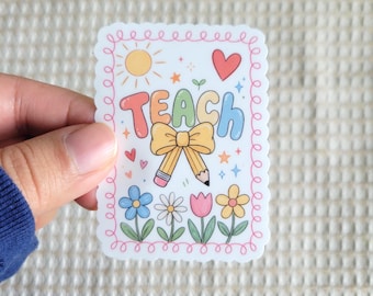 Teacher Vinyl Sticker | Kinder Elementary Doodle Drawing | Cute Teacher Stickers | Teach Kindness | Laptop Bottle Phone Vinyl Decal