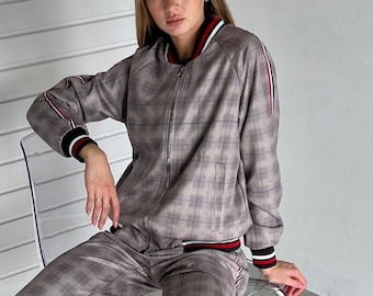 Tartan Women's Tracksuit Set | Women's Tracksuit Set | Gentlemen Tartan | Woman Tracksuit | Tartan Tracksuit | S, M, L, Custom Size