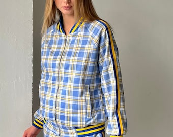 Chándal con la bandera de Ucrania / Solidaridad con Ucrania / Chándal de apoyo a Ucrania / Chándal para mujer / Chándal de tartán / Tallas S, M, L, personalizadas