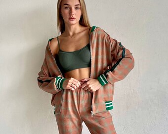Tartan Women's Tracksuit Set | Women's Tracksuit Set | Gentlemen Tartan | Woman Tracksuit | Tartan Tracksuit | S, M, L, Custom Size