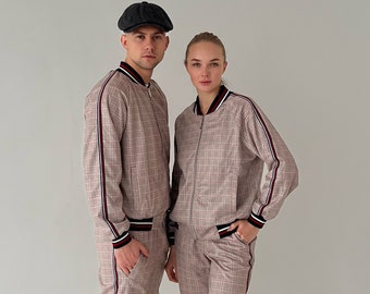 Matching Couple Tartan Tracksuit Set | Couple Tracksuit Set | Gentlemen Tartan | Tartan Tracksuit | S, M, L, XL, 2XL, 3XL, 4XL, Custom Size