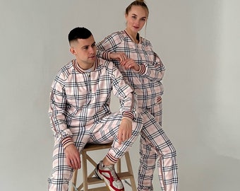 Matching Couple Tartan Tracksuit Set | Couple Tracksuit Set | Gentlemen Tartan | Tartan Tracksuit | S, M, L, XL, 2XL, 3XL, 4XL, Custom Size