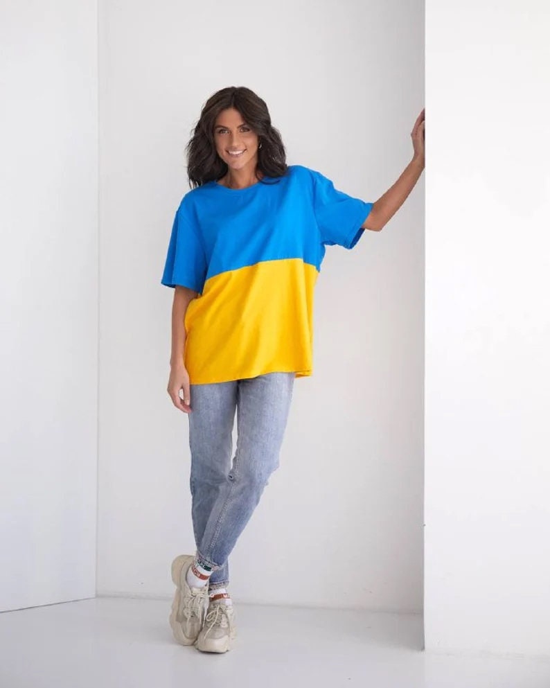I Stand With Ukraine Flag T-Shirt - Support Ukraine Unisex Tee, Black, 5XL - View #9