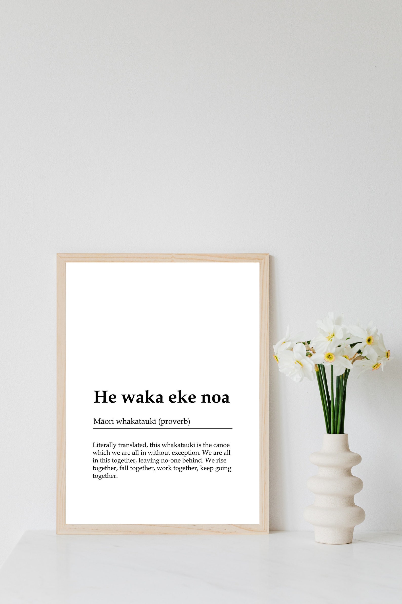 He Waka Eke Noa Definition Wall Art New Zealand Te Reo Etsy UK