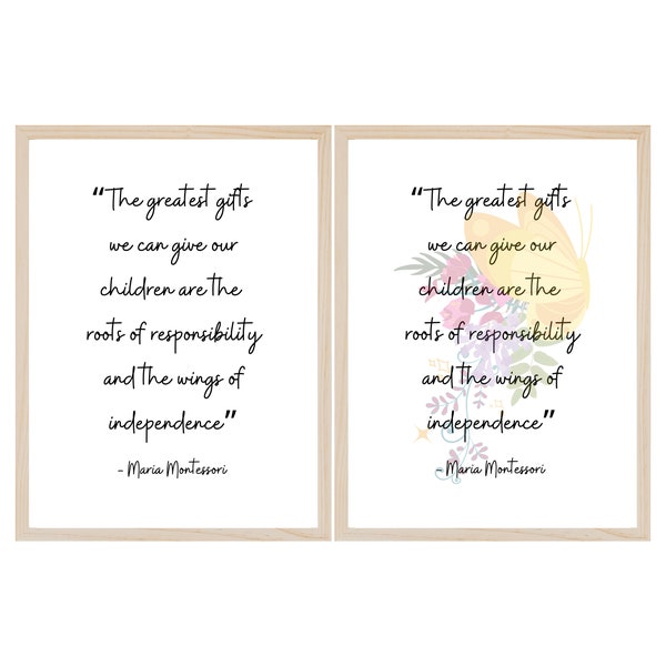 The Greatest Gift Quote, Maria Montessori Wall Decor, Early Childhood Education Poster