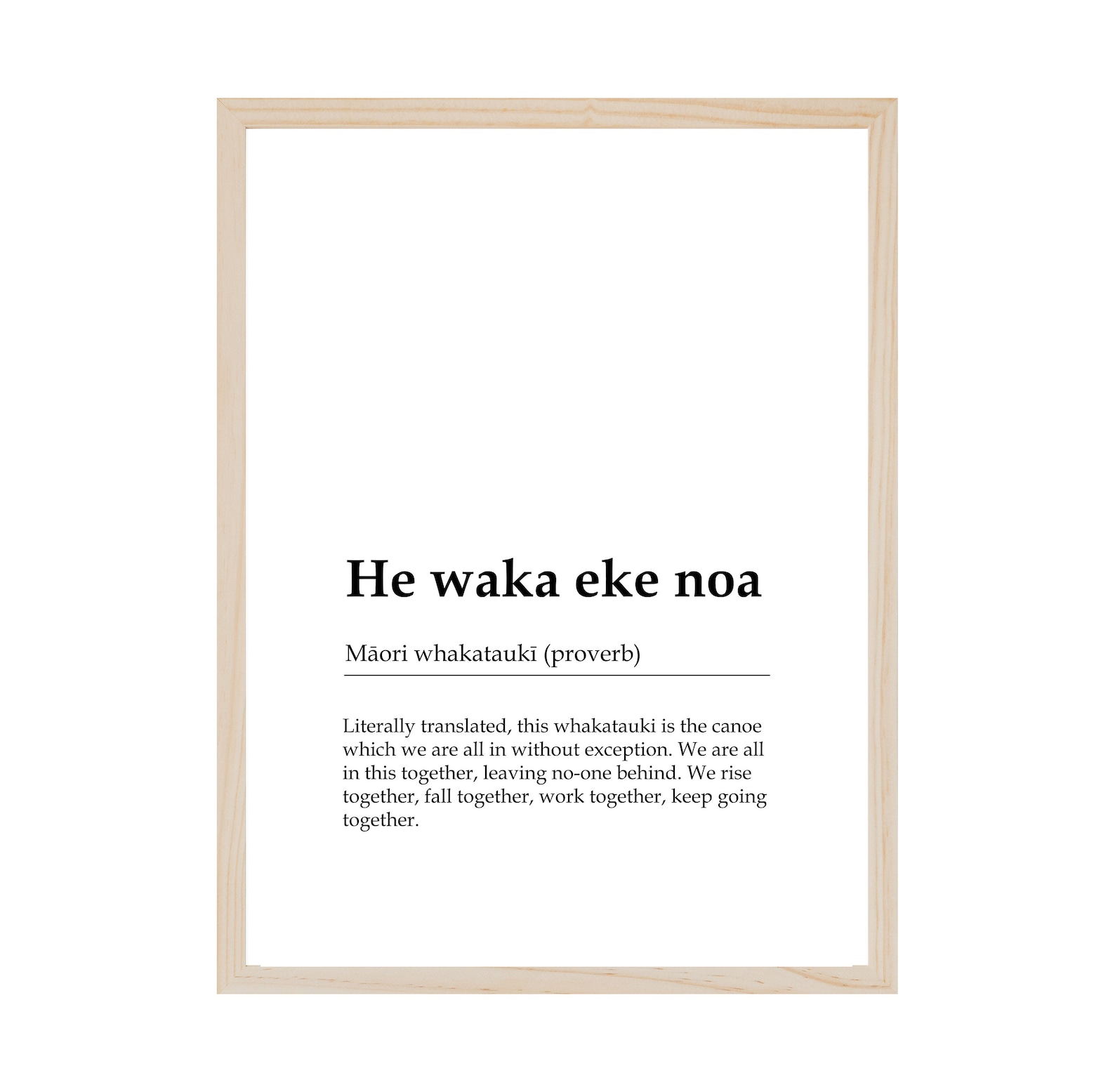 He Waka Eke Noa, Definition Wall Art, New Zealand, Te Reo Maori, Word Poster Etsy
