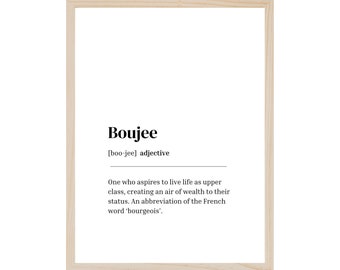 Boujee Definition Wall Art, Urban Slang, Digital Print, Home Decor, Poster