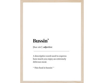 Bussin&#39; Definition Wall Art, Urban Slang, Digital Print, Home Decor, Poster