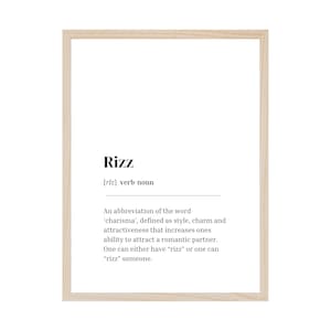 Rizz Definicja Wall Art, Urban Slang, Digital Print, Home Decor, Poster