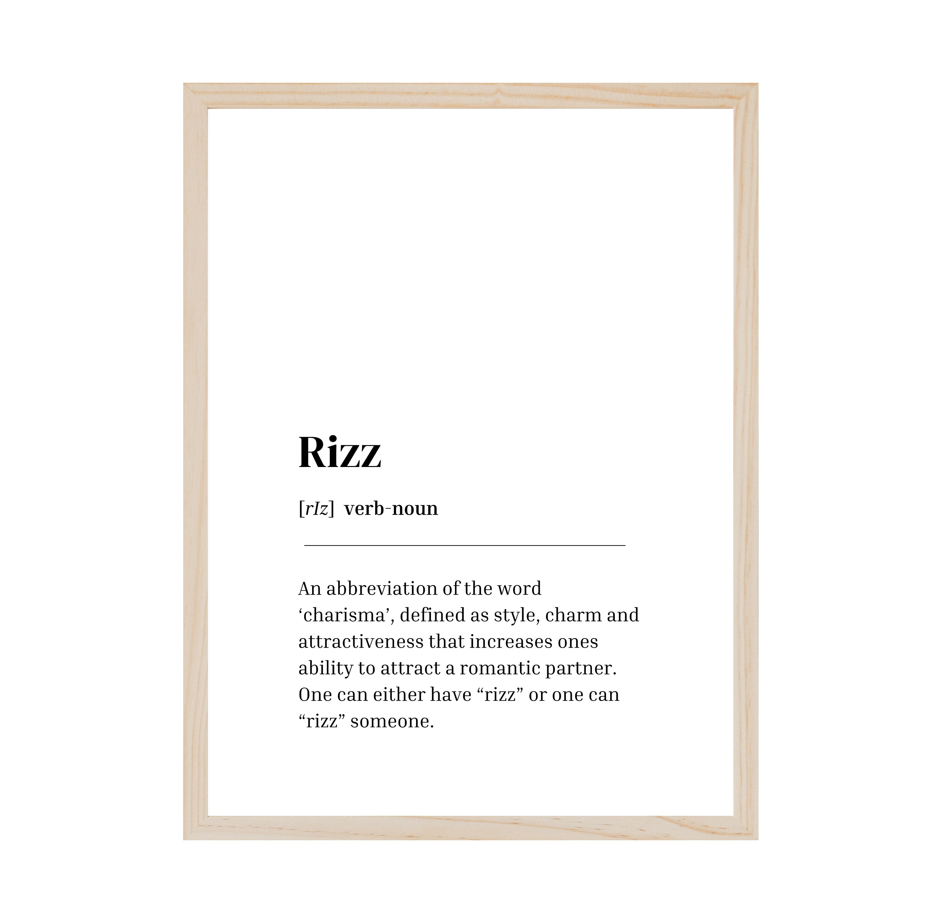 Rizz Definition Wall Art, Urban Slang, Digital Print, Home Decor, Poster