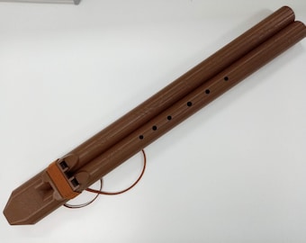 Flauta de dron estilo nativo americano impresa en 3D, clave de re grave, estilo lado a lado