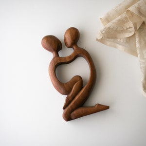 11 3/4Vintage Abstract Wood Lovers Sculpture image 1