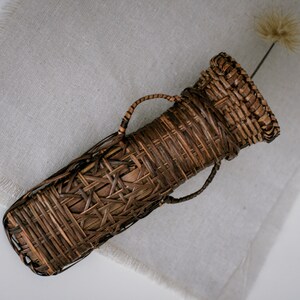 Vintage Woven Rattan Wall Hanging Basket Pocket image 3
