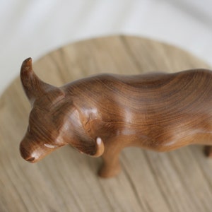 Vintage Solid Wood Water Buffalo Sculpture image 6
