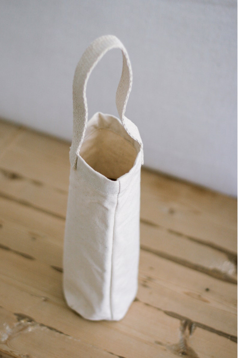 Natural Canvas Wine Tote /Reusable/Gift Bag/Bottled Water/Sustainable/Grocery/Produce/DIY Wedding decor image 5