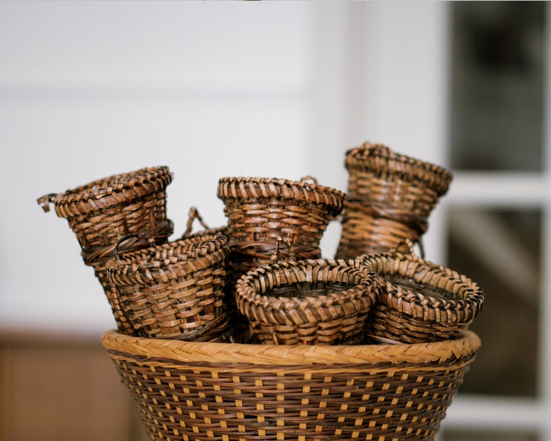 Vintage Woven Rattan Wall Hanging Basket Pocket image 4