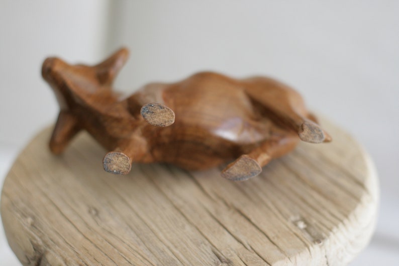 Vintage Solid Wood Water Buffalo Sculpture image 8