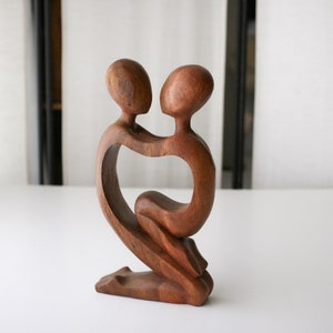 11 3/4Vintage Abstract Wood Lovers Sculpture image 2