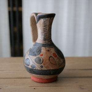 Vintage Handmade Mexican Tonala Clay Pitcher afbeelding 3