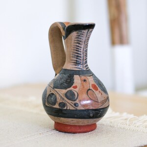 Vintage Handmade Mexican Tonala Clay Pitcher afbeelding 5