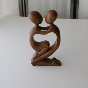 11 3/4Vintage Abstract Wood Lovers Sculpture image 3
