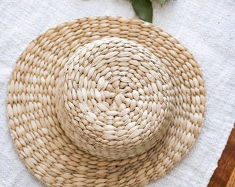 Vintage Woven Hat Shaped Box