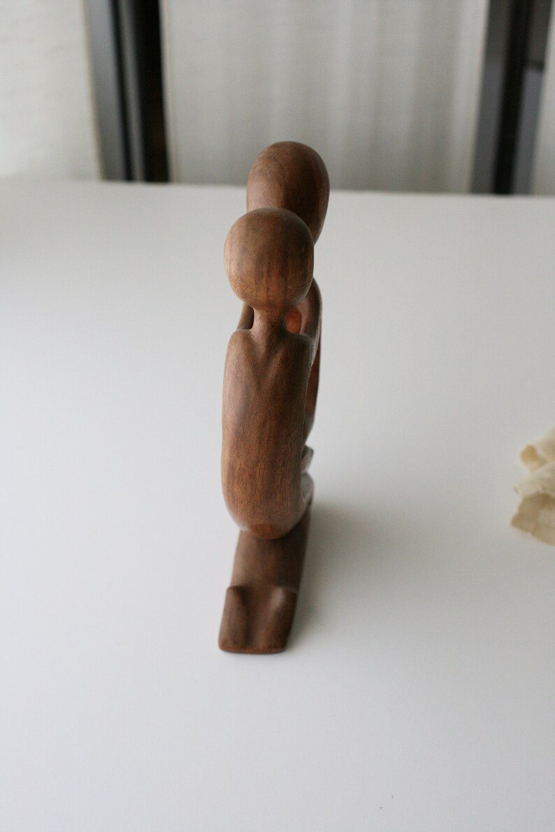 11 3/4Vintage Abstract Wood Lovers Sculpture image 4