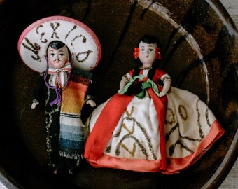 Poupées d'art folklorique mexicaines souvenirs vintage