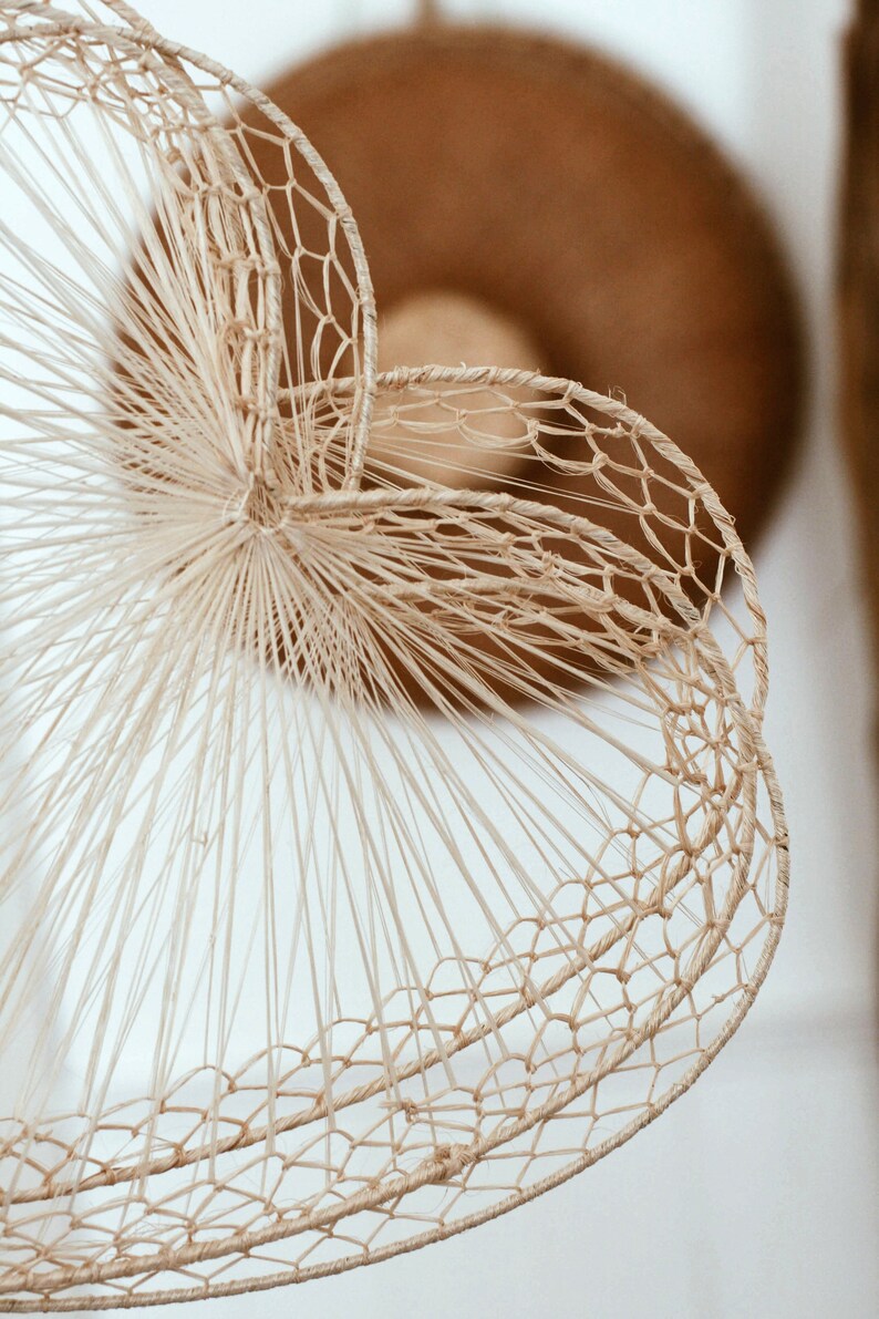 Naturally Woven Vintage Raffia Heart Fans/Deadstock/Bohemian Wall Decor/Wicker/Wedding Decor afbeelding 6