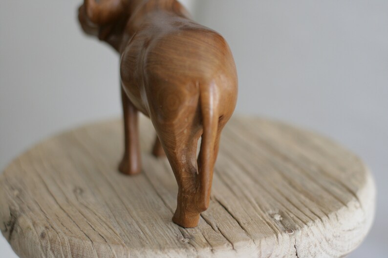Vintage Solid Wood Water Buffalo Sculpture image 7