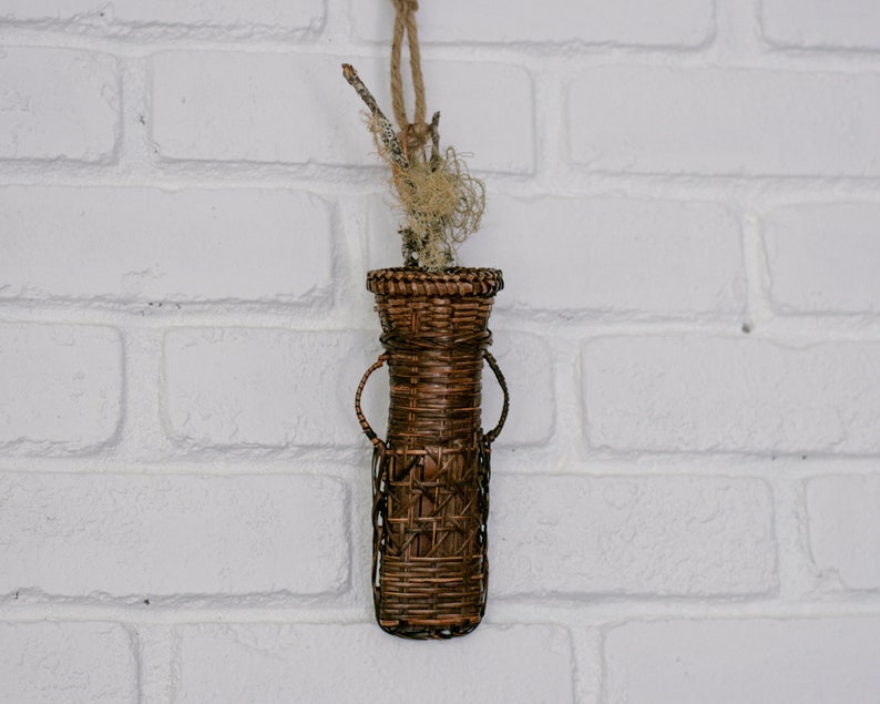 Vintage Woven Rattan Wall Hanging Basket Pocket image 5