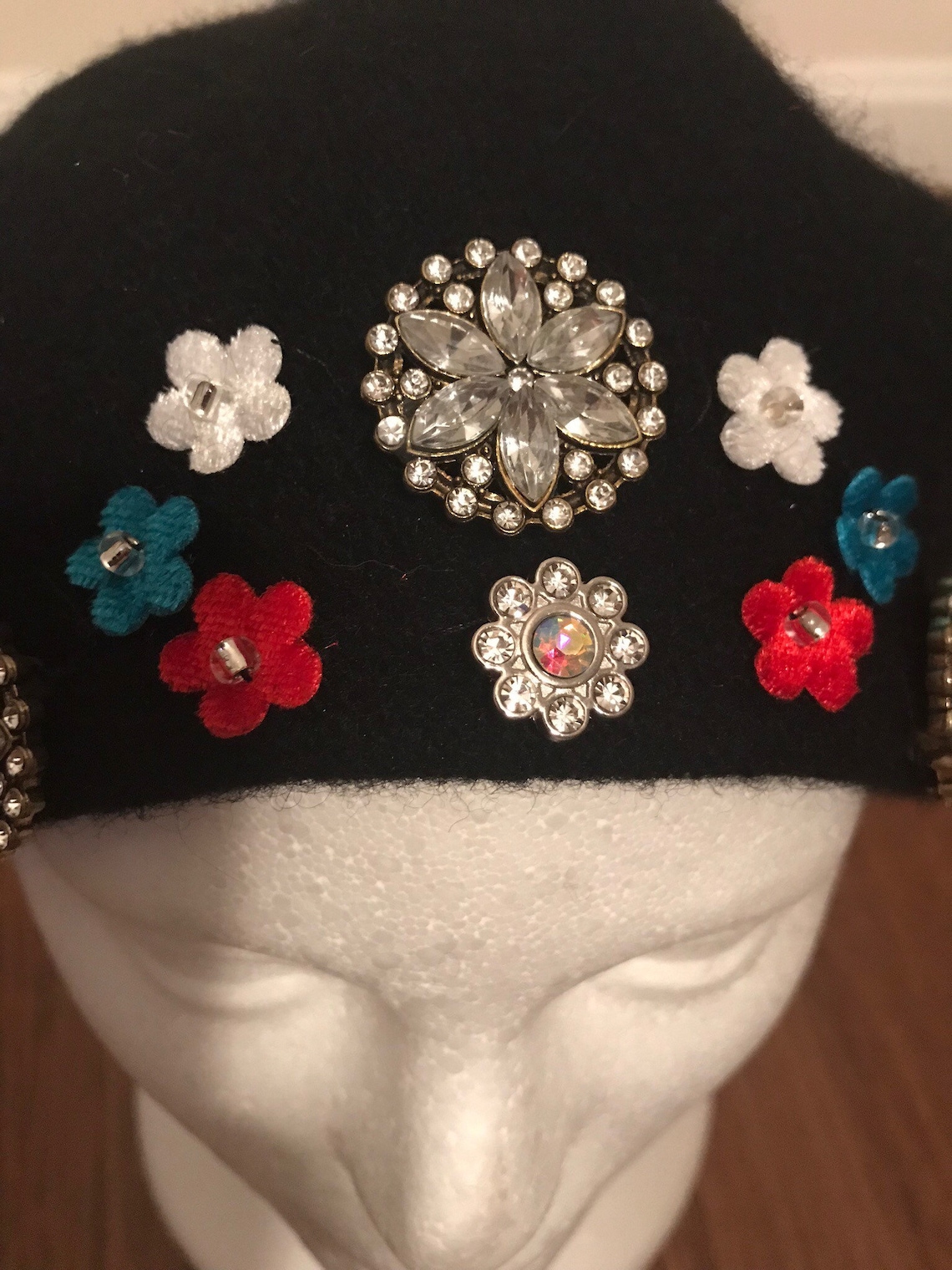 Womens Black Beret wth jeweled embellishments Etsy