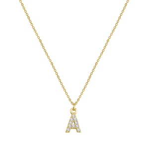 Collar con inicial pavé, collar con inicial minimalista y delicado, plata de ley 925, chapado en oro de 14 quilates, regalo brillante, regalo de cumpleaños, regalo de despedida