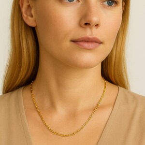 マディソンネックレス、上品なチェーンペーパークリップネックレス、925スターリングシルバー、14Kゴールドフィルド、彼女へのギフト、誕生日プレゼント、丈夫なチェーン、エレガント