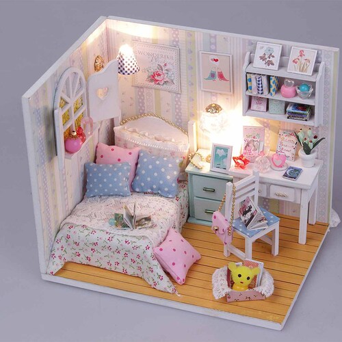 My Little Bedroom DIY Handcraft Miniature Wooden Dolls House M013 