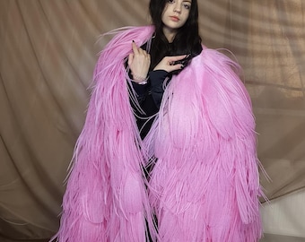 Feature cape, feathers fur coat, feathers, cape