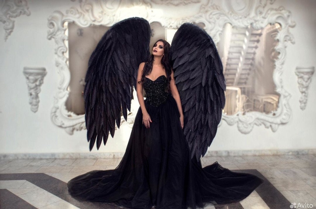 Black Wings, Black Angel Wings, Halloween Wings, Maleficent Wings