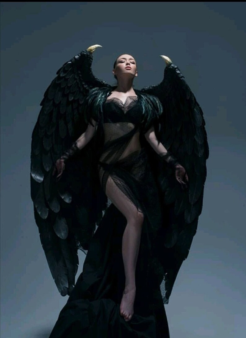 Black Wings Costume Wings Cosplay Black Wings Demon Etsy